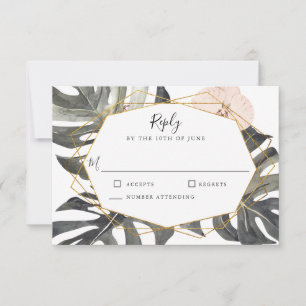 Boho Tropical Blommigt Geometric Ram Bröllop OSA Kort