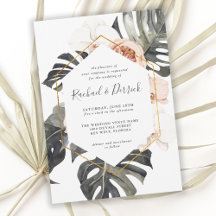Boho Tropical Blommigt med Geometric Ram Bröllop