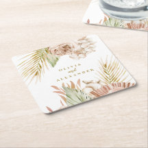 Boho Tropical Blommigt och Handflatan bröllop