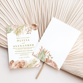Boho Tropical Blommigt och Handflatan terracotta b Inbjudningar