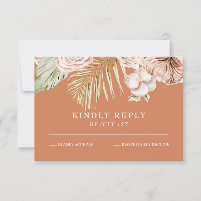 Boho Tropical Blommigt och handflatan terracotta b OSA Kort (Framsida)