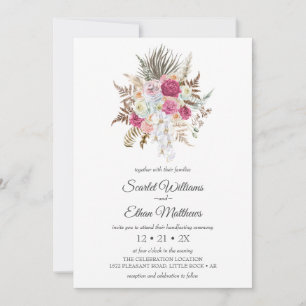 Boho Tropical Blommigt Watercolor Flower Handfasts Inbjudningar