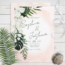 Boho Tropical Blush Watercolor Wedding Invitation Inbjudningar