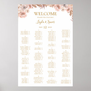 Boho Tropical Botanical Alfabetiskt säte Poster