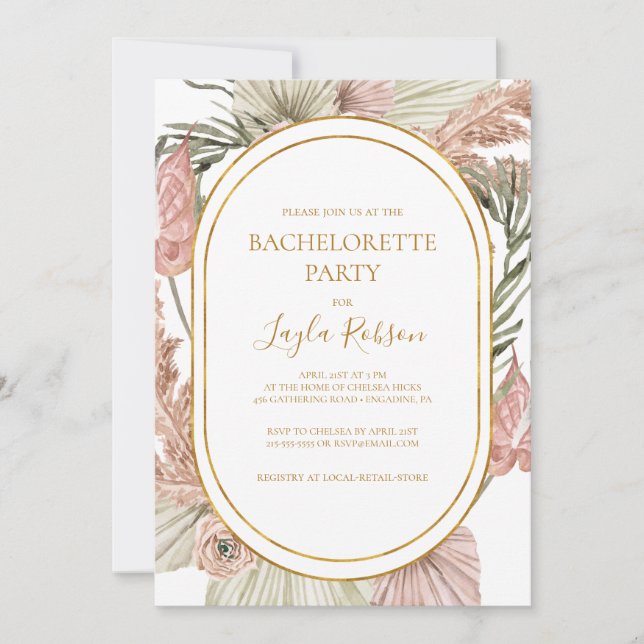 Boho Tropical Botanical | Bachelorette Party Inbjudningar (Framsida)