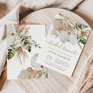 Boho Tropical Botanical Blommigt Möhippa Brunch Inbjudningar