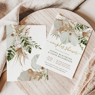 Boho Tropical Botanical Blommigt Par Shower Inbjudningar