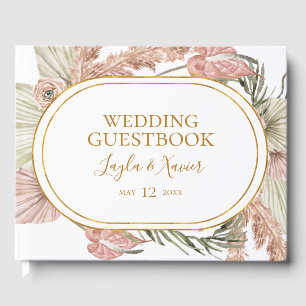 Boho Tropical Botanical   Bröllop Guest Bok