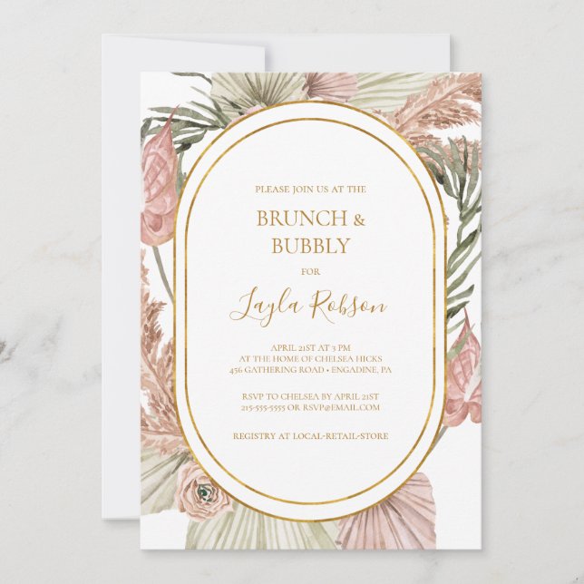 Boho Tropical Botanical | Brunch- och bubbelduscha Inbjudningar (Framsida)