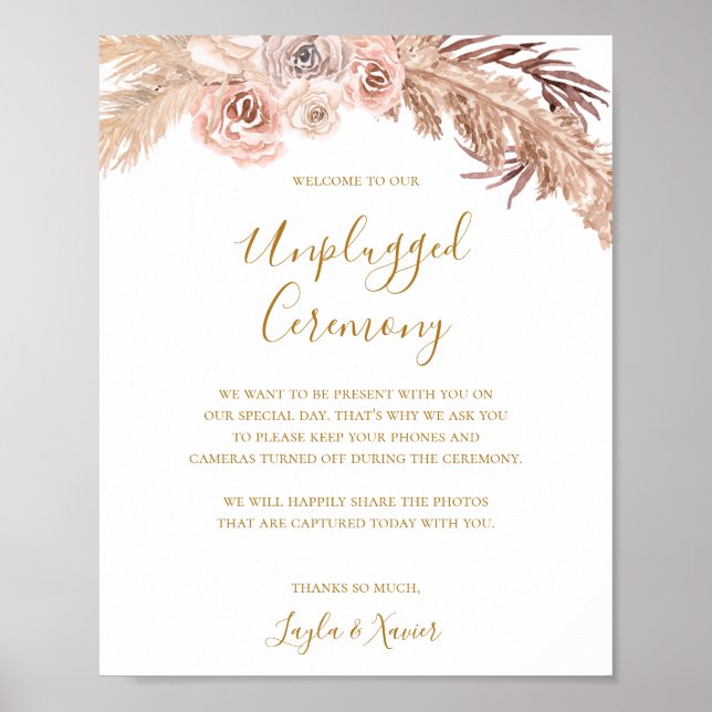 Boho Tropical Botanical | Ceremoni utan nätanslutn Poster (Framsidan)