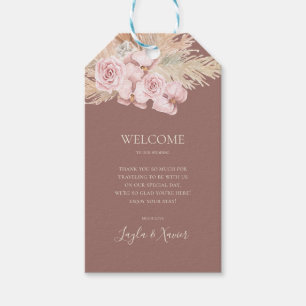 Boho Tropical Botanical Dusty Ro Bröllop Välkommen Presentetikett