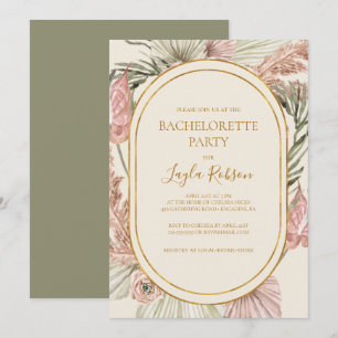 Boho Tropical Botanical Grönt Bachelorette Party Inbjudningar