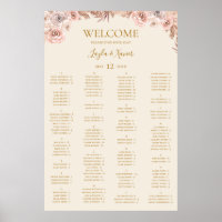 Boho Tropical Botanical Ivory Alfabetical Seating