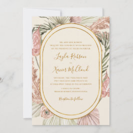 Boho Tropical Botanical Ivory Traditional Bröllop Inbjudningar