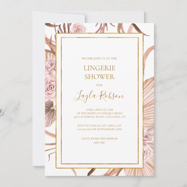 Boho Tropical Botanical | Lingerie Shower Inbjudningar (Framsida)