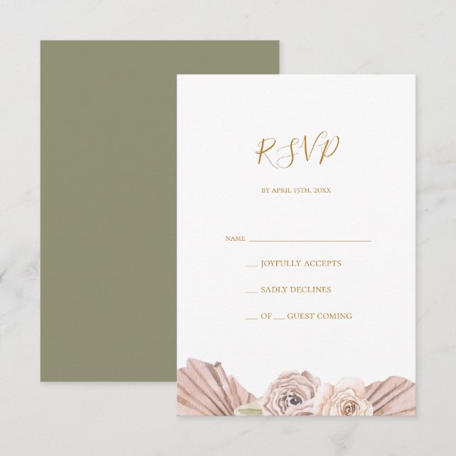 Boho Tropical Botanical | OLIV GRÖNT OSA KORT (Fram/baksida)