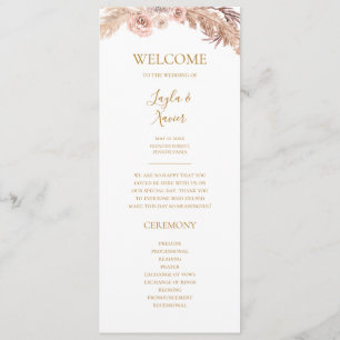 Boho Tropical Botanical Platta Bröllopsprogram Program
