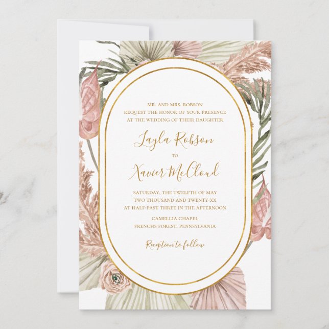 Boho Tropical Botanical | Traditionell Bröllop Inbjudningar (Framsida)