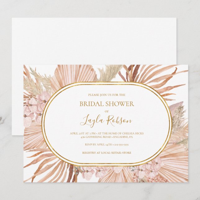 Boho Tropical Botanical | VÅGRÄTS MÖHIPPA Inbjudningar (Fram/baksida)