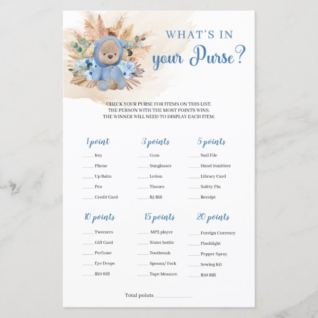 Boho tropical Boy nalle What is in Din Purse (Framsida)