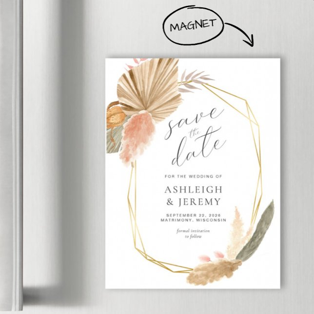 Boho Tropical Bröllop Spara datum Magnetkort (Skapare uppladdad)