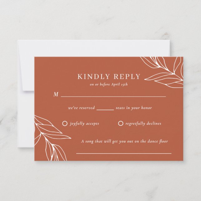 Boho Tropical Burnt Orange Bröllop OSA Card Kort (Framsida)