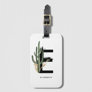 Boho Tropical Cactus Brev E Monogram Bridesmaid Bagagebricka
