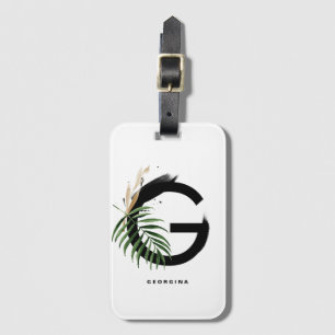 Boho Tropical Cactus Brev G Monogram Bridesmaid Bagagebricka