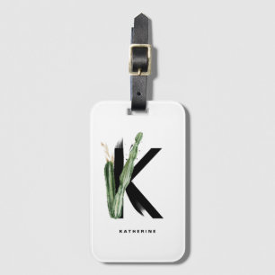 Boho Tropical Cactus Brev K Monogram Bridesmaid Bagagebricka