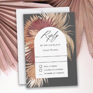Boho Tropical Fläktpalmer Bröllop RSVP OSA Kort