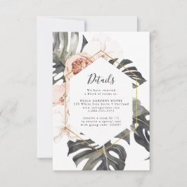 Boho Tropical Floral Bröllopsdetaljkort OSA Kort