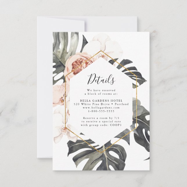 Boho Tropical Floral Bröllopsdetaljkort OSA Kort (Framsida)