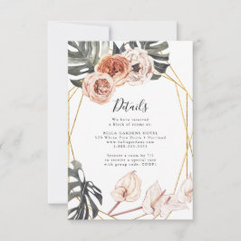 Boho Tropical Floral Bröllopsdetaljkort OSA Kort