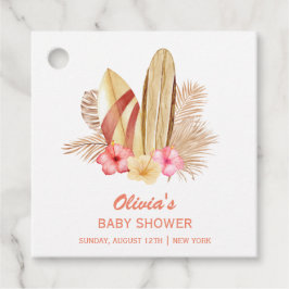 Boho Tropical Flower SurfIng Baby Shower Gåvor Etiketter