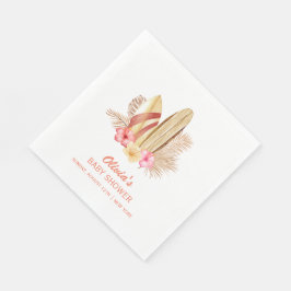 Boho Tropical Flower SurfIng Baby Shower Pappersservett