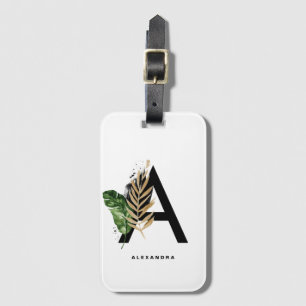 Boho Tropical Foliage Brev A Monogram Bridesmaid Bagagebricka
