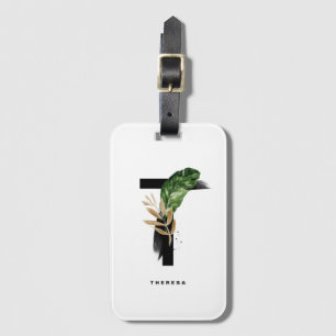 Boho Tropical Foliage Brev t Monogram Bridesmaid Bagagebricka
