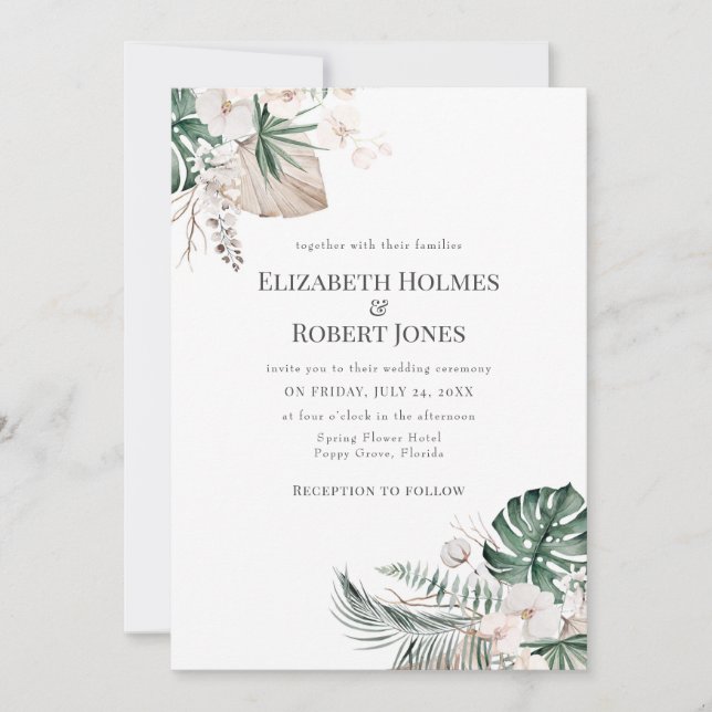 Boho Tropical Garden Wedding bjudande Inbjudningar (Framsida)