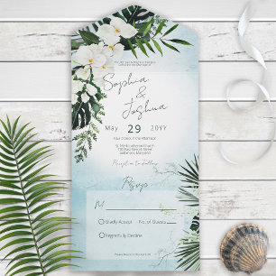 Boho Tropical Greenery Modern Aqua No Middag