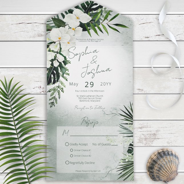 Boho Tropical Greenery Modern Grönt Middag (Skapare uppladdad)