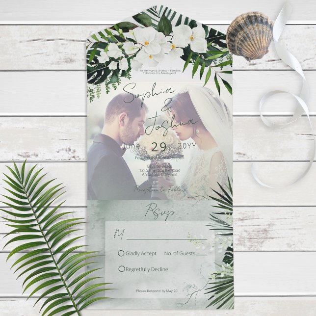 Boho Tropical Greenery Modern Photo No Middag (Skapare uppladdad)