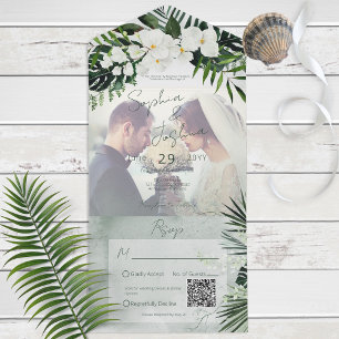 Boho Tropical Greenery Modern Photo QR-kod