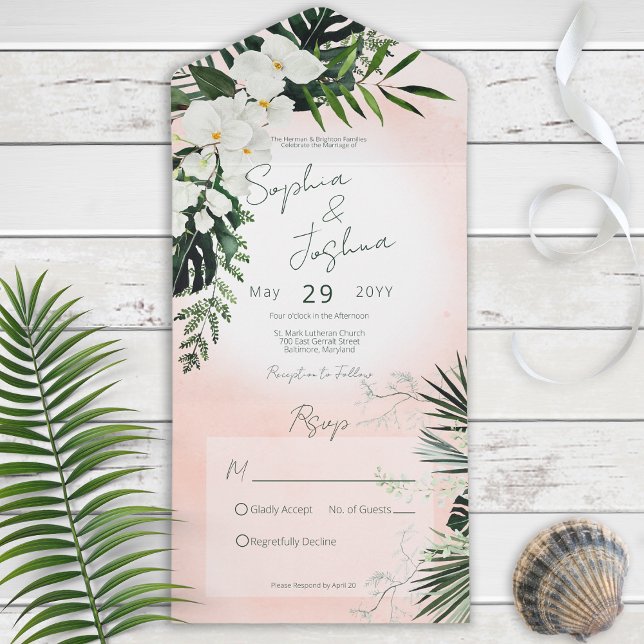 Boho Tropical Greenery Modern Rosa  ingen middag (Skapare uppladdad)