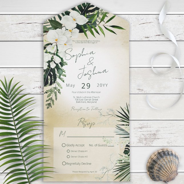 Boho Tropical Greenery Modern Sand Dinner (Skapare uppladdad)