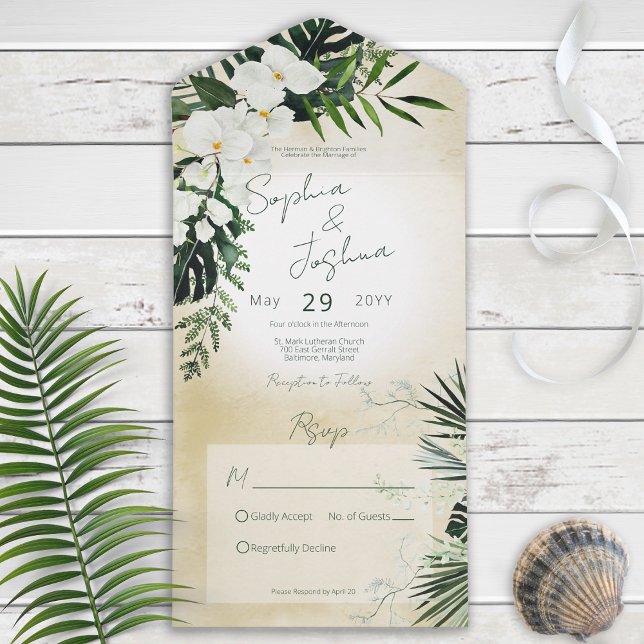 Boho Tropical Greenery Modern Sand No Middag (Skapare uppladdad)