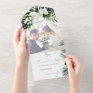 Boho Tropical Greenery Modern White Photo ANPASSNI