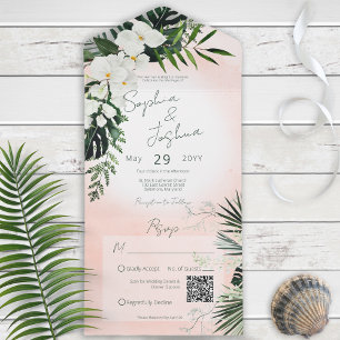 Boho Tropical Greenery Rosa QR-kod