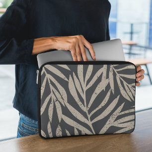 Boho Tropical Grunge Abstrakt Handflatan Löv Mönst Laptop Fodral