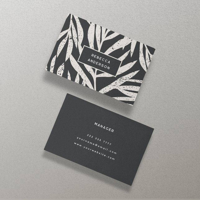 Boho Tropical Grunge Abstrakt Handflatan Löv Mönst Visitkort (Skapare uppladdad)