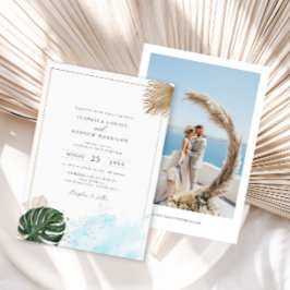 Boho Tropical Handflatan Beach Wedding Inbjudningar